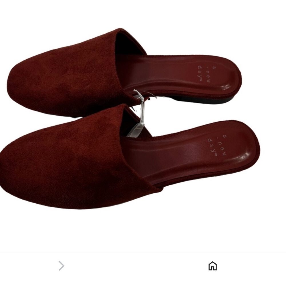A New Day Burgundy Mules NWOT Size 10